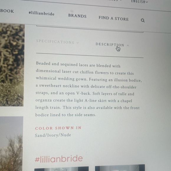 Lilian West Bohemian Off-The-Shoulder A-Line Wedding Gown with Lace Size 14 - Picture 10 of 11